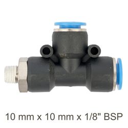 Pu Hose Fitting Tee 10mm X 10mm X 1/8